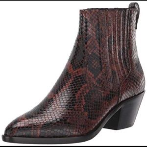 ASH FLOYD BIS LEATHER SNAKESKIN COGNAC ANKLE BOOTS NWT EUR SZ 38 US SZ 8